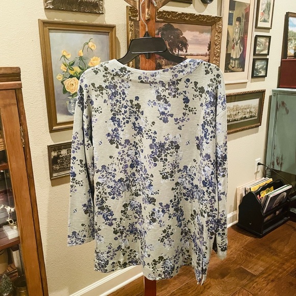 J. Jill fleece lined long sleeve oversized pullover tunic top SZ S green blue - Picture 8 of 10